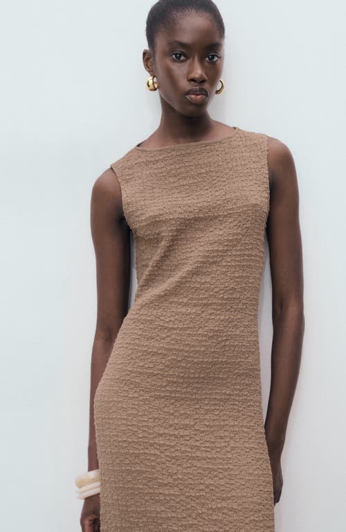 Mango Texture Sleeveless Maxi Dress In Brown