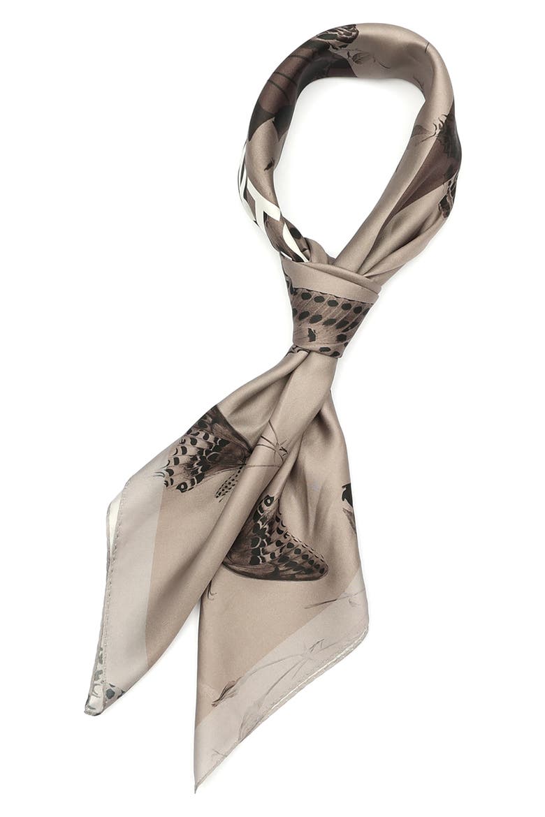 Agatha Fawn Brown Silk Twill Square Scarf, Alternate, color, CINNAMON BROWN