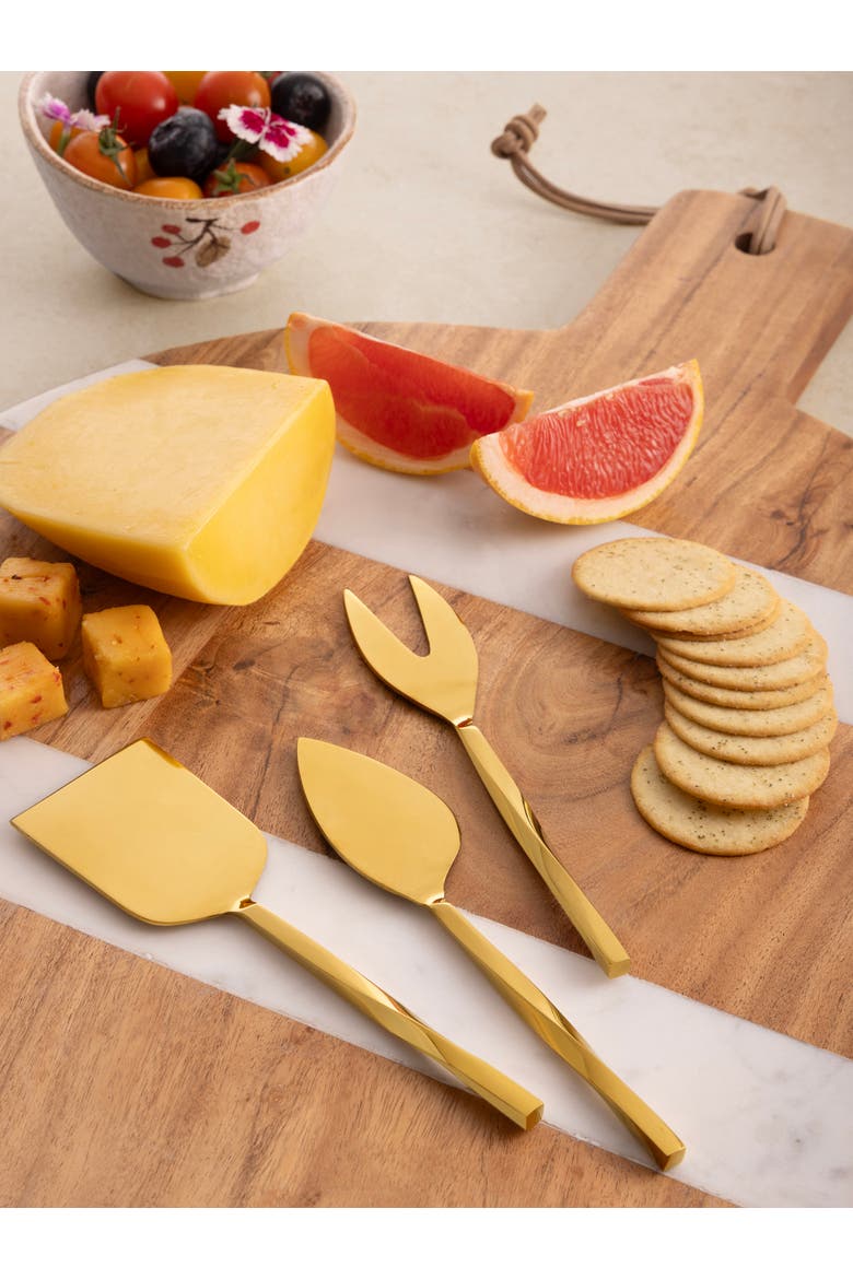 Oslo Cheese Knives, Set of 3, Alternate, color, Gold