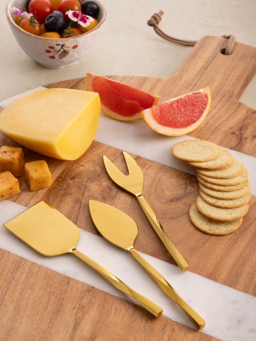 Gauri Kohli Oslo Cheese Knives, Set Of 3 In Gold