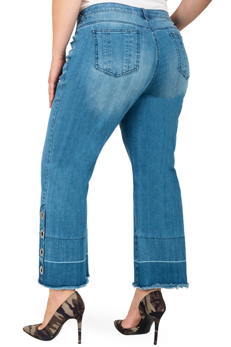 Meryl Grommet Detail Wide Leg Jeans, Alternate, color, BLUE