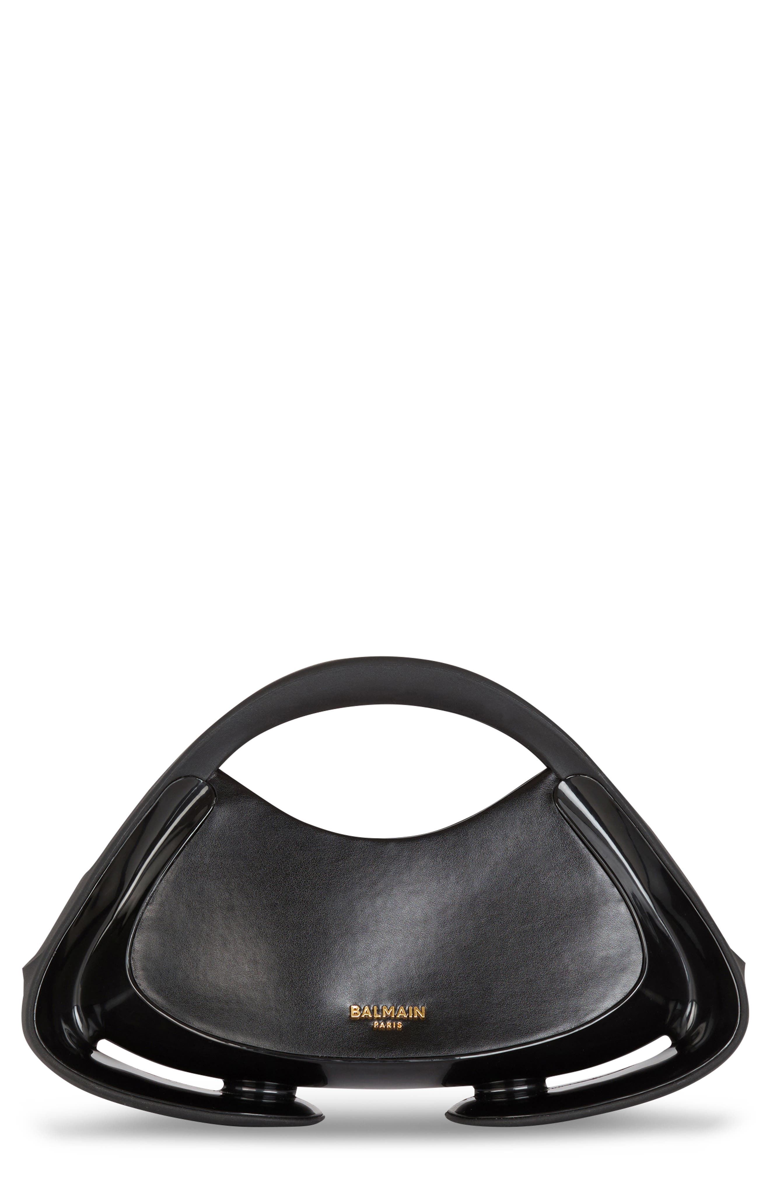 Balmain Medium Jolie Madame Faux Leather Top Handle Bag, Main, color, 