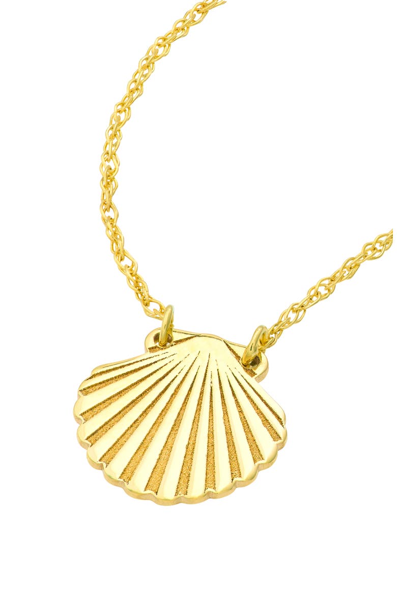 Mini Sculpted Shell Pendant Necklace, Alternate, color, YELLOW GOLD