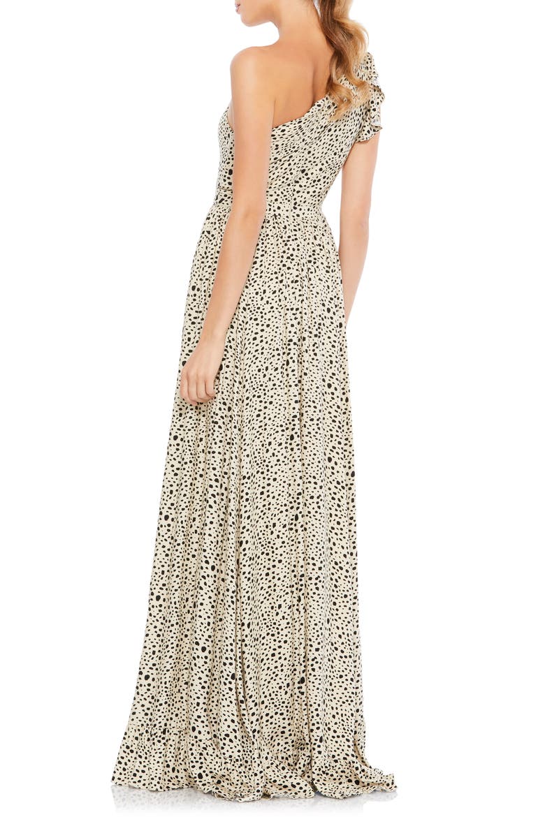 Dalmation Print One-Shoulder Gown, Alternate, color, DALMATION