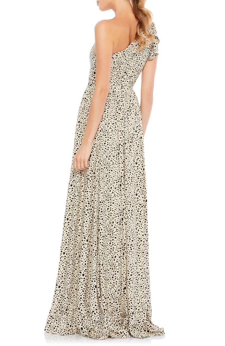 Mac Duggal Dalmation Print One-Shoulder Gown, Alternate, color, 