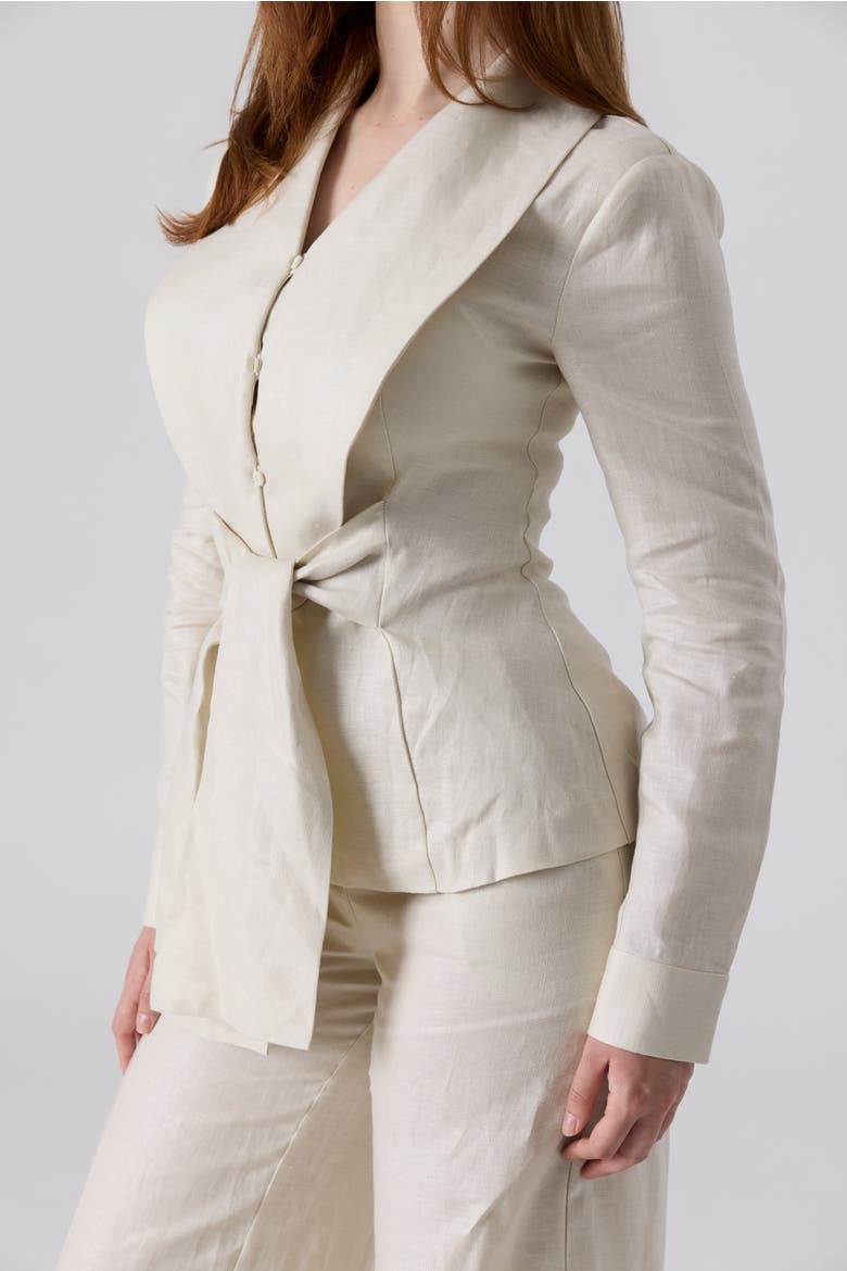 Linen Waist Tie Shirt, Main, color, Natural