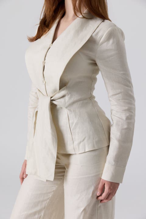 Linen Waist Tie Shirt