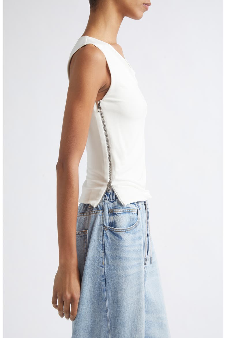 Cowl Neck Tank with Side Zips, Alternate, color, STAR WHITE