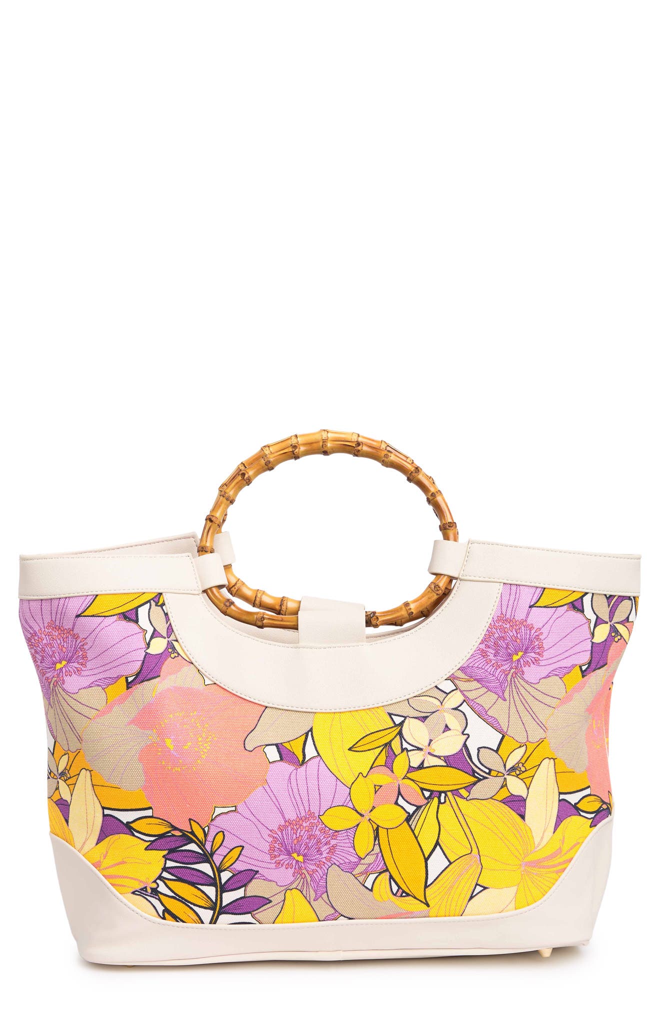 Trina Turk Canvas Bamboo-Textured Handle Tote Bag, Alternate, color, 