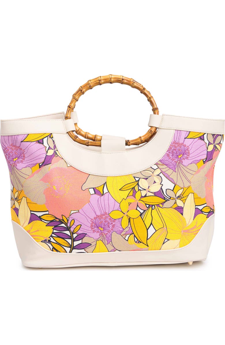 Trina Turk Canvas Bamboo-Textured Handle Tote Bag, Alternate, color,