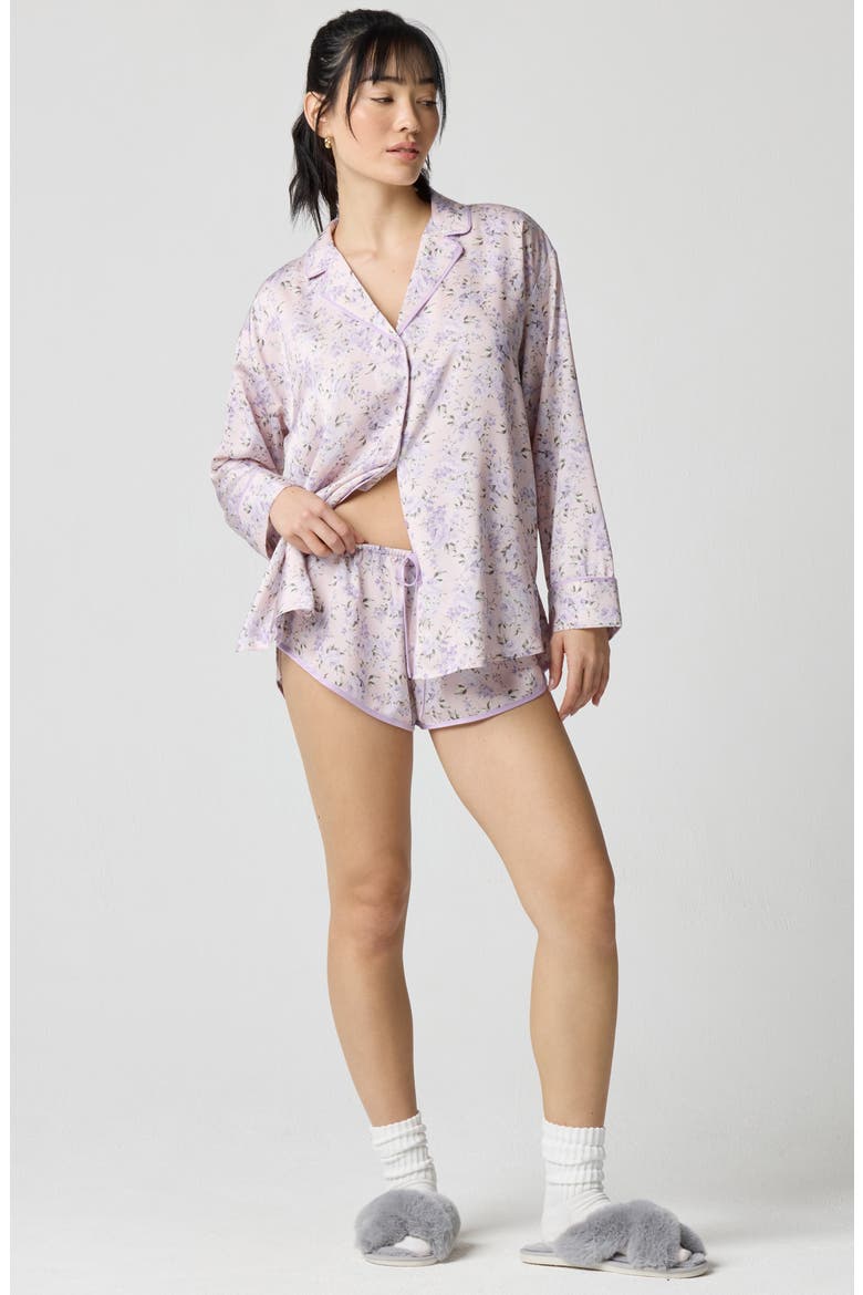 Silky Satin Sleep Shorts, Alternate, color, LAVENDER BOUQUET