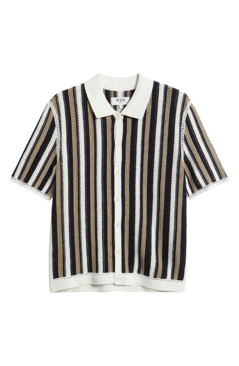 Porto Stripe Crochet Knit Polo