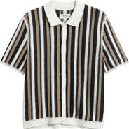 Wax London Porto Stripe Crochet Knit Polo