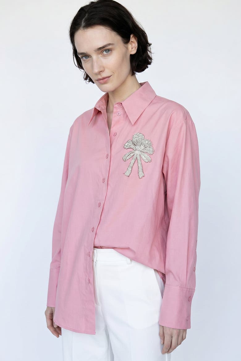 Fauve Long Sleeve Embroidered Cuffed Shirt, Alternate, color, Pink