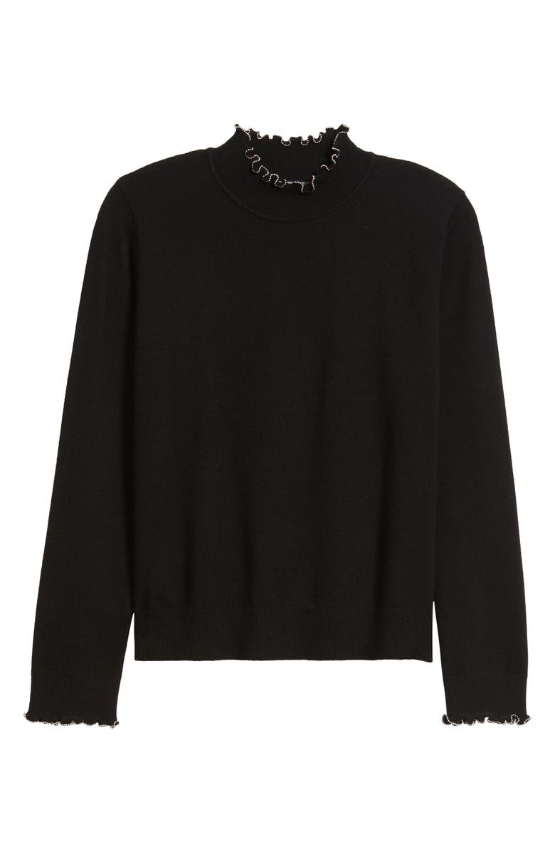 Wit & Wisdom Bead Detail Mock Neck Sweater, Alternate, color, Black