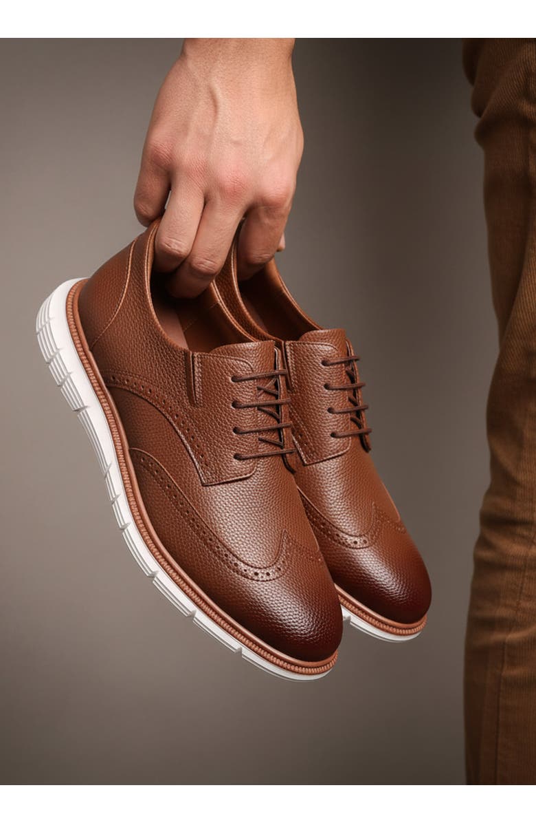 Marc Joseph New York Hill Street Hands Free Technology Leather Wingtip Casual Oxford, Alternate, color, Cognac Grainy Leather