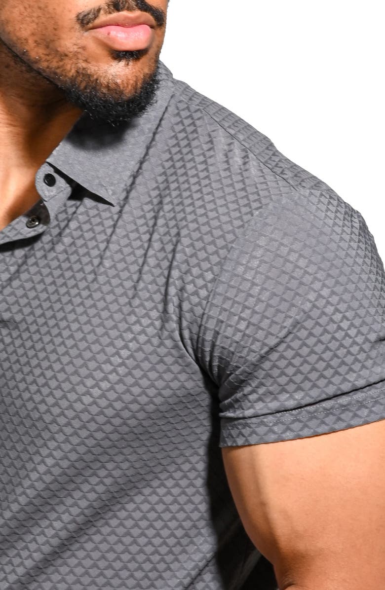 Maceoo Geo Pattern Stretch Nylon Polo, Alternate, color, Grey