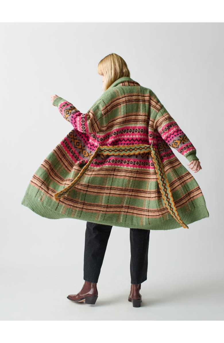 Lingua Franca Bianca Plaid Fair Isle Robe, Alternate, color, 