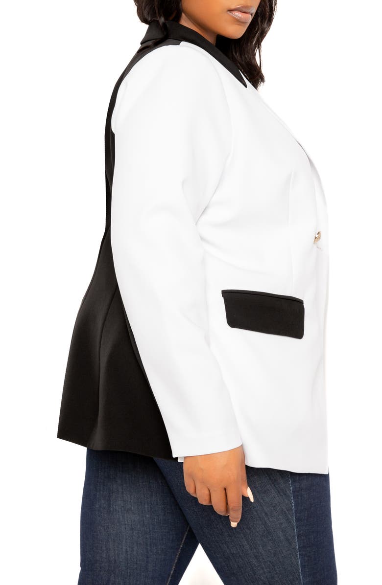 BUXOM COUTURE Contrast Double Breasted Blazer, Alternate, color, Black White