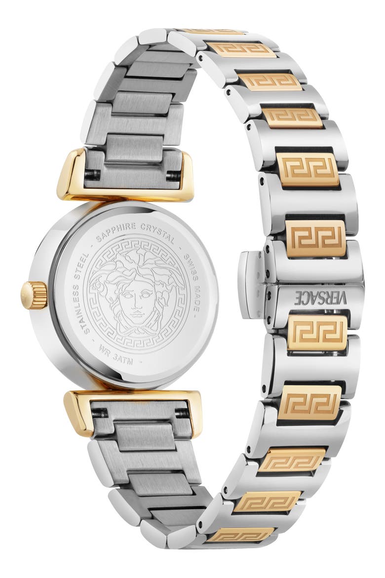 Mini Vanity Bracelet Watch, 27mm, Alternate, color, GREEN/ TWO TONE