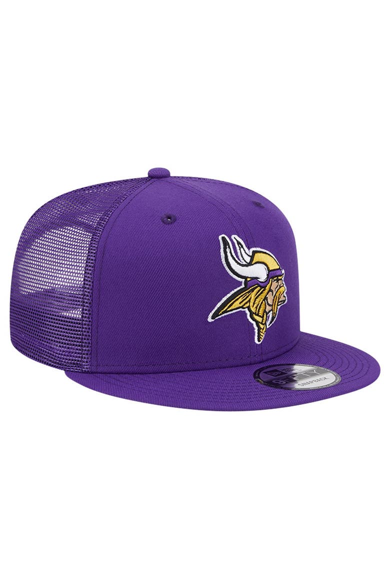 Men's New Era Purple Minnesota Vikings Main Trucker 9FIFTY Snapback Hat, Alternate, color, Purple