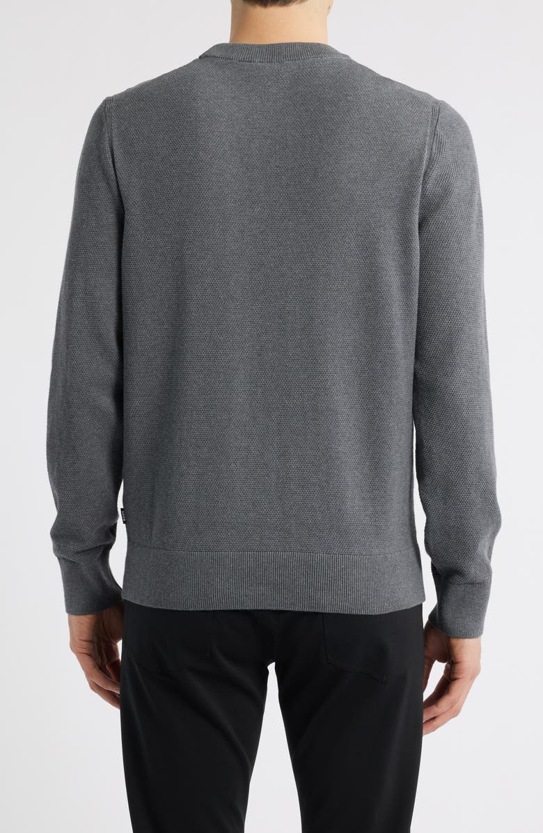 BOSS Ecaio Cotton Piqué Crewneck Sweater, Alternate, color, Medium Grey
