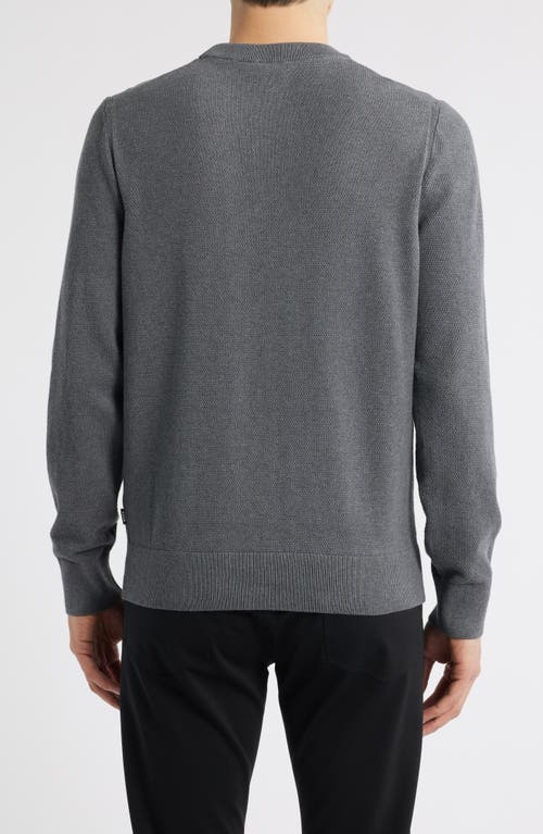 Hugo Boss Boss Ecaio Cotton Piqué Crewneck Sweater In Gray