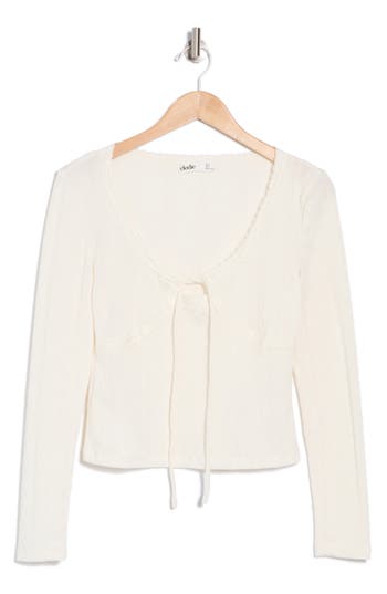 Elodie Lace Tie Front Top In Ivory