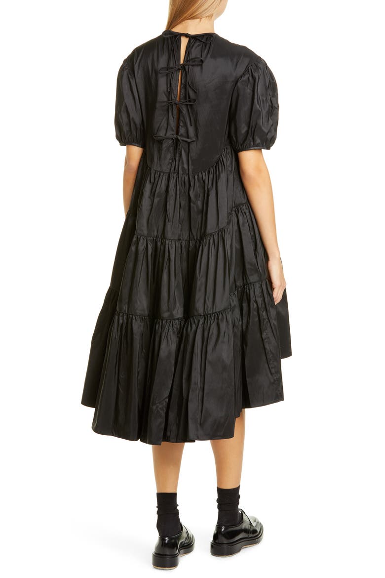 Esmie Tiered Puff Sleeve Dress, Alternate, color, BLACK