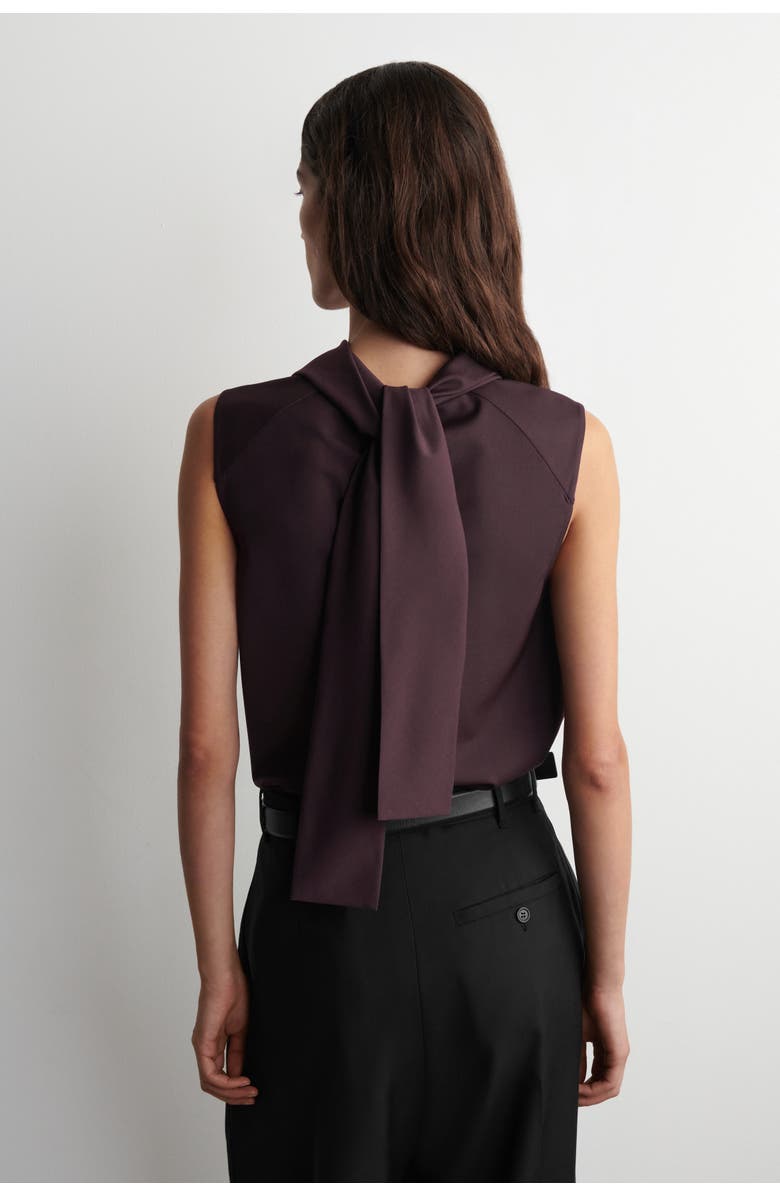 COS Fluid Mock-Neck Scarf Blouse, Alternate, color, Burgundy