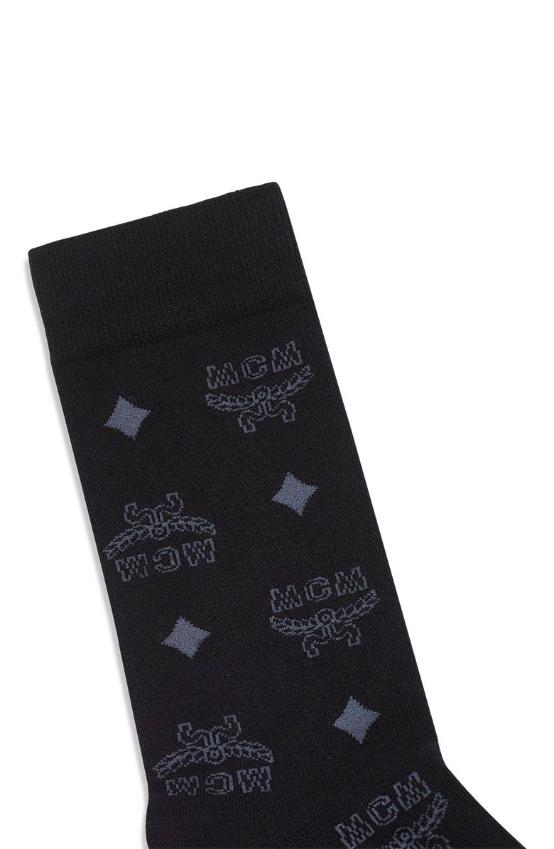 MCM Monogram Knit Socks, Alternate, color, Black