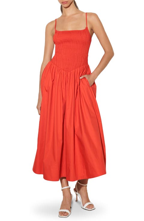 Smocked Cotton Midi Dress