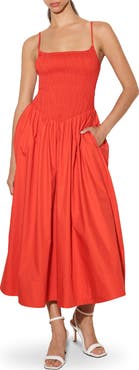 FREEMARKET Smocked Cotton Midi Dress