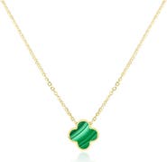 The Lovery Fine Jewelry Small Malachite Single Clover Necklace