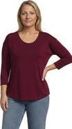 Lands' End Plus Size 3/4 Sleeve Lightweight Jersey Shirttail Tee