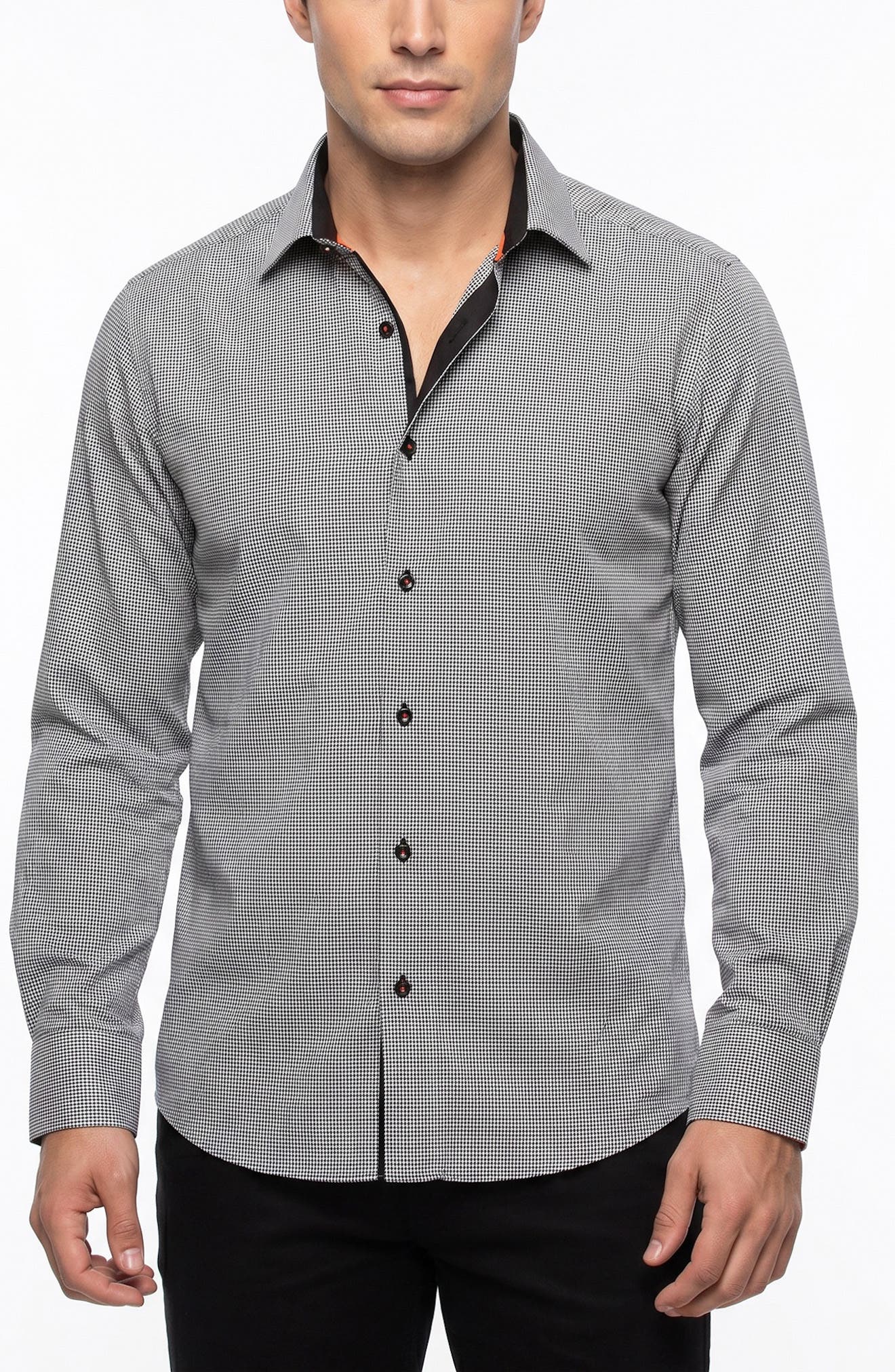 Houndstooth Cotton Button Up Shirt
