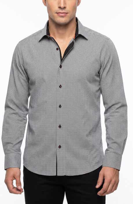 Houndstooth Cotton Button Up Shirt