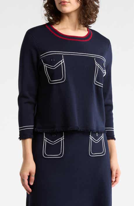 Adrianna Papell Contrast Top Stitch Sweater