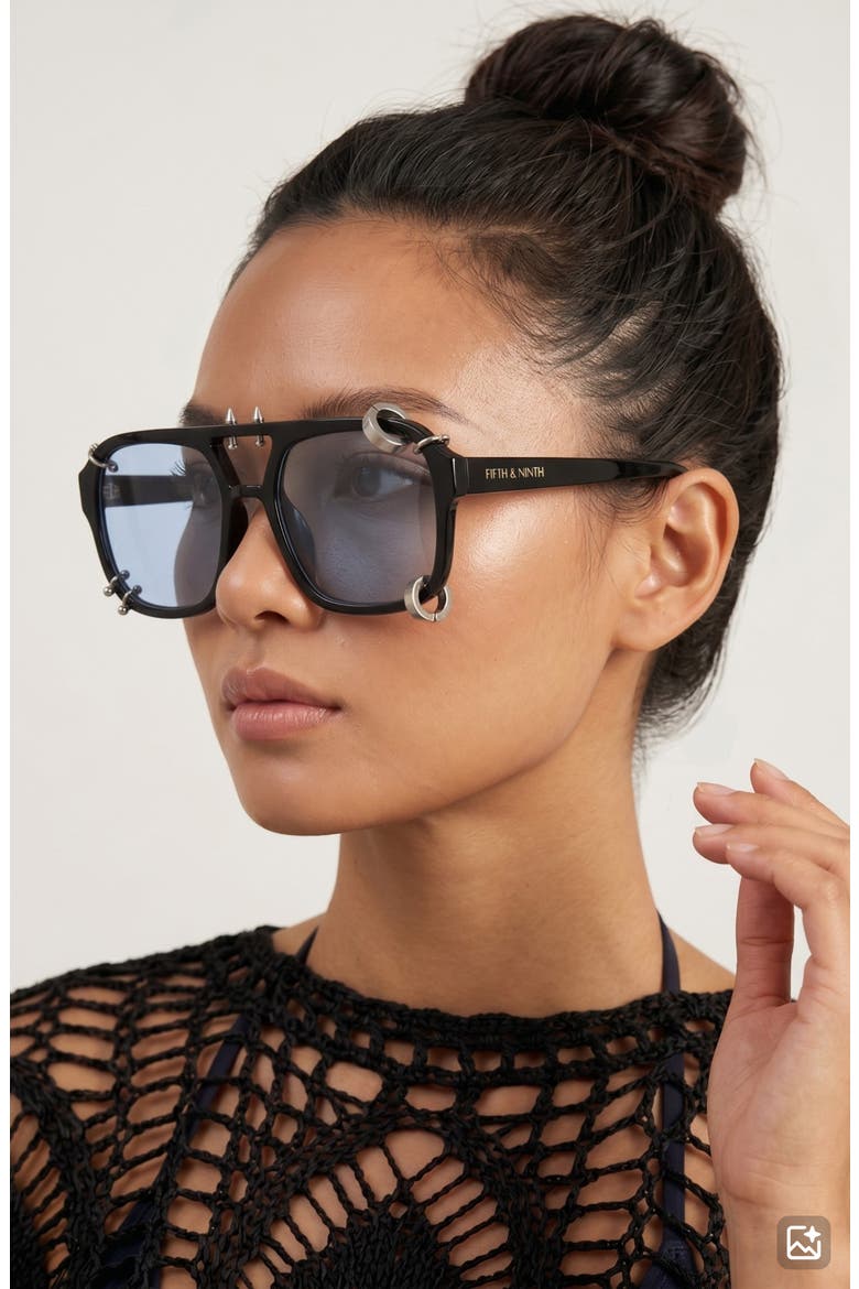 Darcy 55mm Aviator Sunglasses, Alternate, color, BLACK