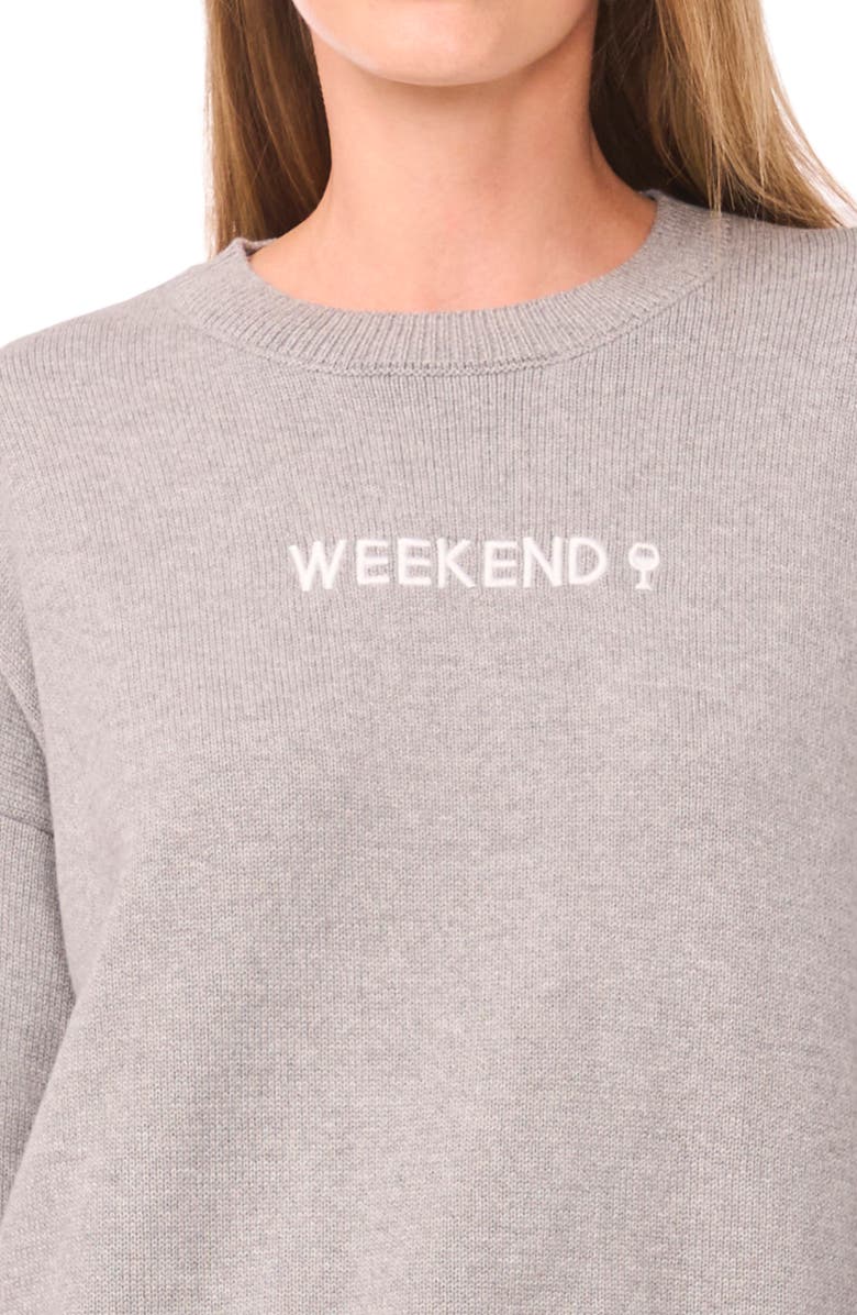 CeCe Weekend & Wine Cotton Sweater, Alternate, color, Light Heather Grey