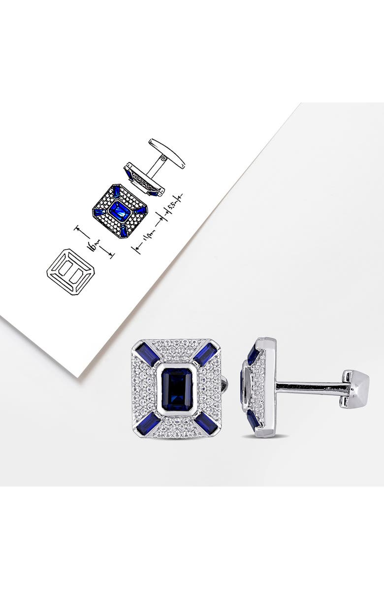 DELMAR Men's Lab Created Blue & White Sapphire Cuff Links, Alternate, color, 
