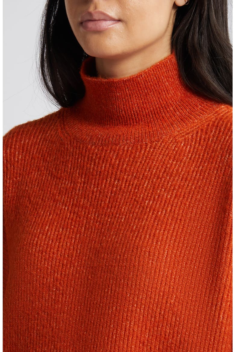 Funnel Neck Rib Sweater, Alternate, color, ORANGE