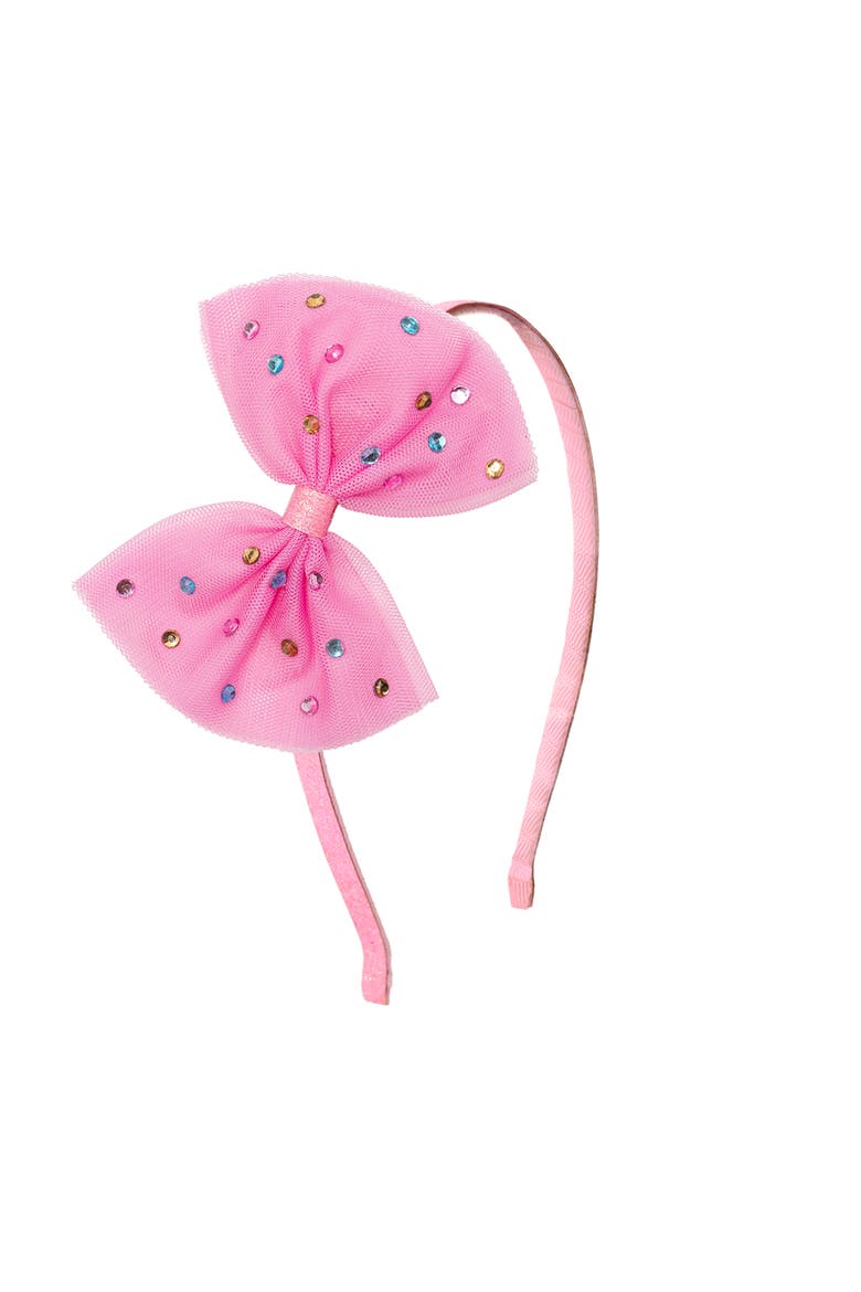 Raspberry Rhinestone Bow Headband, Main, color, Raspberry