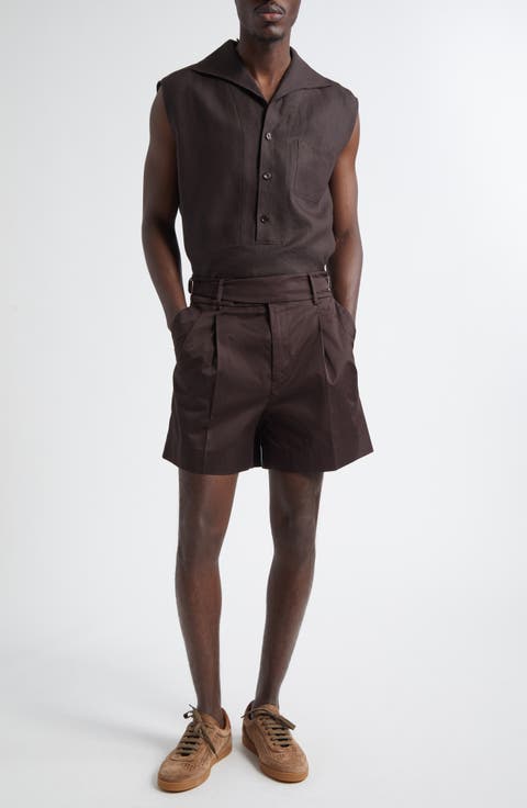 Sleeveless Linen Three-Button Shirt