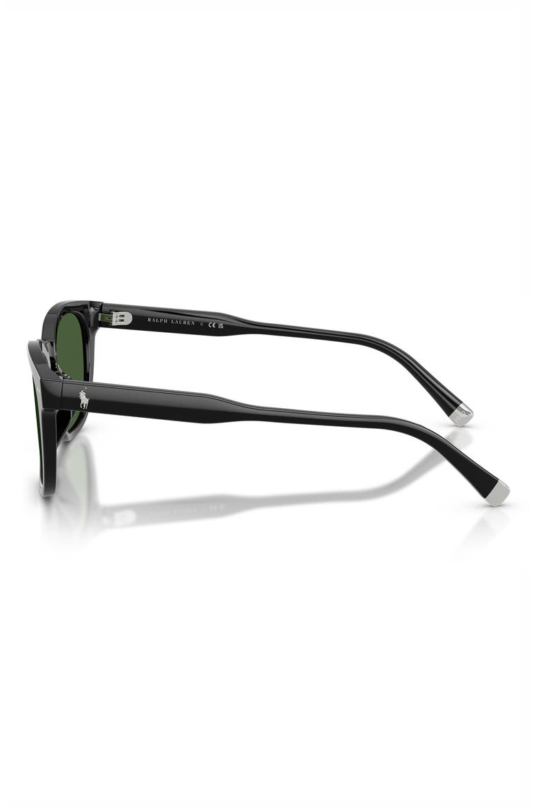 52mm Square Sunglasses, Alternate, color, SHINY BLACK / DARK GREEN