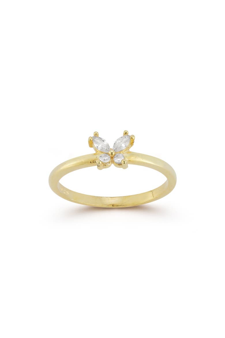 Cubic Zirconia Butterfly Ring, Alternate, color, GOLD