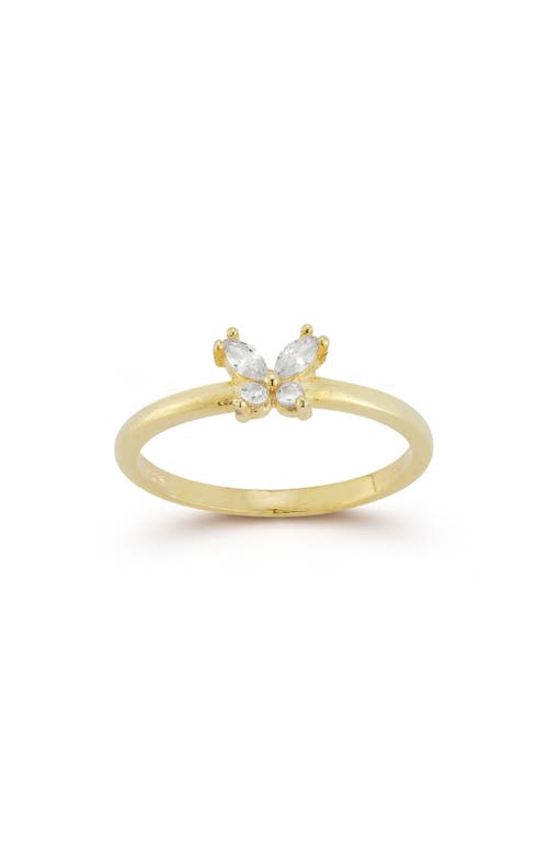 Glaze Jewelry 14k Over Silver Diamond Cz Butterfly Ring In Gold