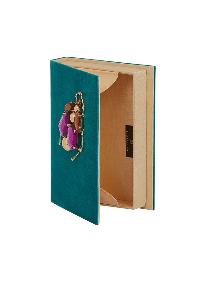 LarAllan Tofe Velvet Book Clutch, Alternate, color, Turquoise
