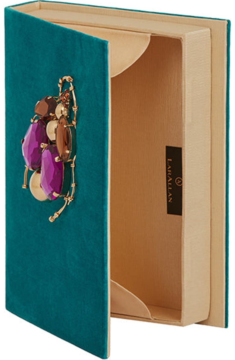 LarAllan Tofe Velvet Book Clutch, Alternate, color, Turquoise
