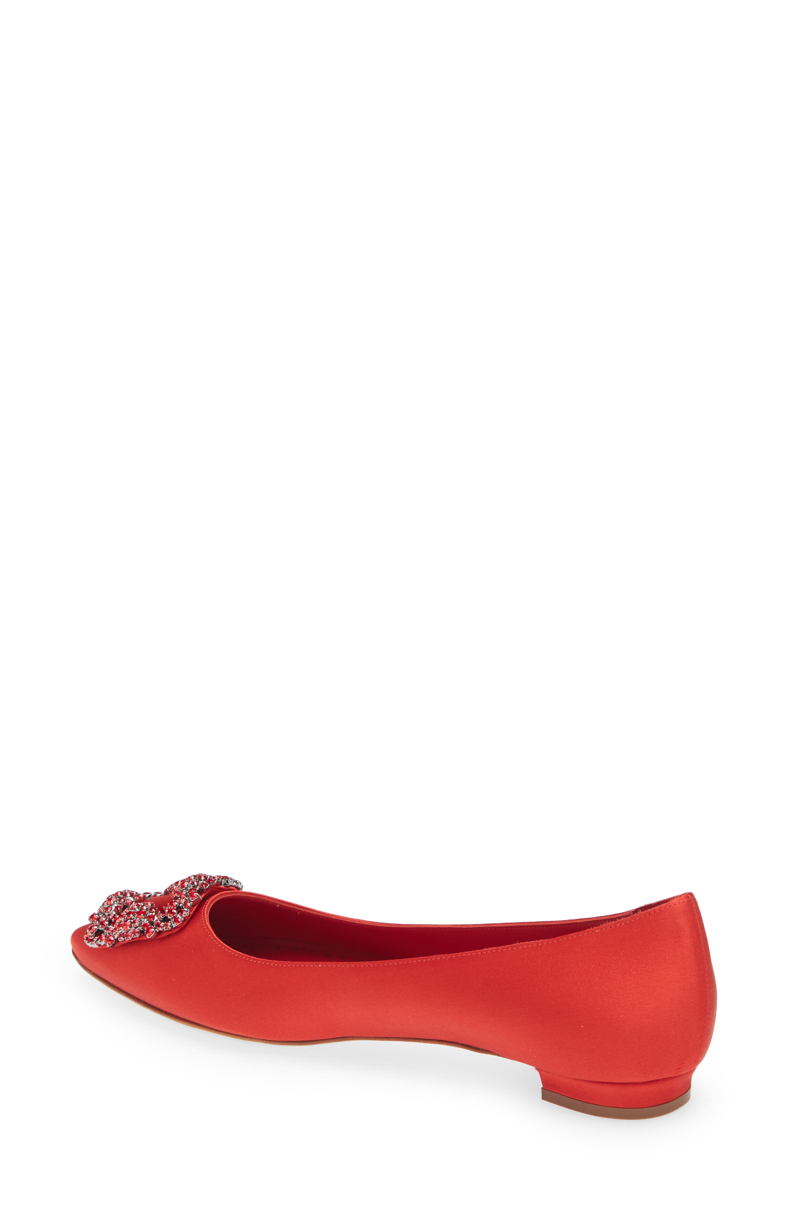 Manolo Blahnik Hangisi Jeweled Pointy Toe Flat, Alternate, color, 